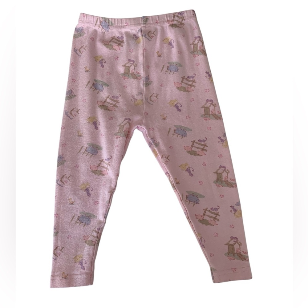 Vintage OshKosh Farmyard Pajama Bottoms Girls Size 24M Pink Snug Fitting Pants
